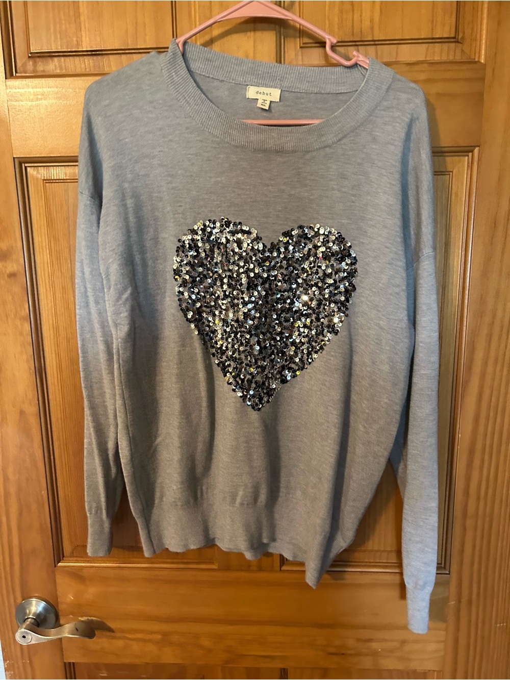 debut Light Gray Knit Crewneck Sweater